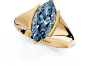 Tension Engagement Ring Setting for Fancy Blue Marquise Center with Wide Tapered Band and Tension Head in Yellow Gold
