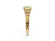 Solitaire Engagement Ring Setting for Fancy Yellow Asscher Cut Center with Filigree Band and Prong Head in Yellow Gold