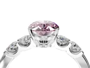 5 Stone Engagement Ring Setting for Fancy Pink Oval Center with Plain Band and Prong Head in Sterling Silver