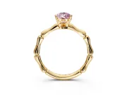Solitaire Engagement Ring Setting for Fancy Pink Pear-Shaped Center with Bamboo Band and Prong Head in Yellow Gold