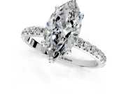 Solitaire Engagement Ring Setting for Marquise Center with Micro Pave Band and Prong Head in Sterling Silver