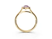 Solitaire Engagement Ring Setting for Fancy Pink Marquise Center with V Split Shank and Bezel Head in Yellow Gold