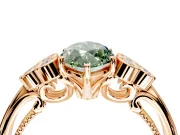 Cluster Engagement Ring Setting for Fancy Green Marquise Center with Bezel Accent Clusters and Prong Head in Rose Gold
