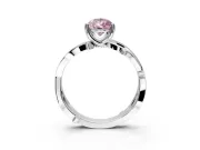 Solitaire Engagement Ring Setting for Fancy Pink Pear-Shaped Center with Pave and Plain Crossover Band and Prong Head in Sterling Silver
