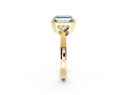 Cluster Engagement Ring Setting for Fancy Blue Asscher Cut Center with Milgrain Shoulder Clusters and Prong Head in Yellow Gold