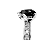 Milgrain Pave Engagement Ring Setting for Fancy Black Heart-Shaped Center with Accent Band and Prong Head in Sterling Silver