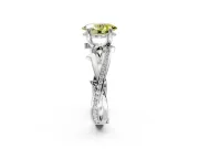 Solitaire Engagement Ring Setting for Fancy Yellow Oval Center with Pave and Plain Crossover Band and Prong Head in Sterling Silver
