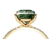 Solitaire Engagement Ring Setting for Fancy Green Princess Cut Center with Fine Pave Accents and Prong Head in Yellow Gold