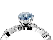 Solitaire Engagement Ring Setting for Fancy Blue Pear-Shaped Center with Bar-Station Pave Twist and Prong Head in Platinum