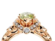 Solitaire Engagement Ring Setting for Fancy Yellow Marquise Center with Filigree Band and Prong Head in Rose Gold