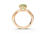 Crossover Engagement Ring Setting for Fancy Yellow Princess Cut Center with Pave and Plain Strands and Prong Head in Rose Gold