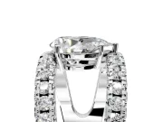 Solitaire Engagement Ring Setting for Pear-Shaped Center with Wide-Open Split Shank and Prong Head in Platinum