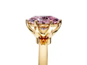Solitaire Engagement Ring Setting for Fancy Pink Oval Center with Plain Band and Tulip Prong Head in Yellow Gold