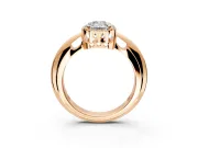 Halo Engagement Ring Setting for Emerald Cut Center with Tapered Plain Band and Prong Head in Rose Gold