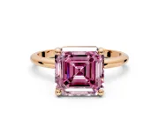 Minimalist Solitaire Engagement Ring Setting for Fancy Pink Asscher Cut Center with Thin Band and Prong Head in Rose Gold