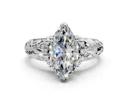 Solitaire Engagement Ring Setting for Marquise Center with Filigree Accent Basket and Prong Head in Platinum