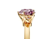 Solitaire Engagement Ring Setting for Fancy Pink Heart-Shaped Center with Plain Band and Tulip Prong Head in Yellow Gold