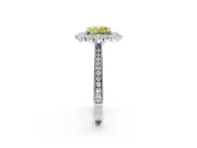 Milgrain Halo Engagement Ring Setting for Fancy Yellow Cushion Cut Center with Bezel Point Accents and Prong Head in Sterling Silver