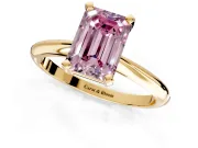 Solitaire Engagement Ring Setting for Fancy Pink Emerald Cut Center with Knife Ridge Band and Claw Prong Head in Yellow Gold