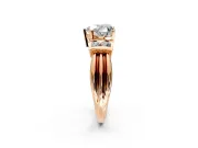 Solitaire Engagement Ring Setting for Heart-Shaped Center with Grooved Bar Accent Band and Prong Head in Rose Gold