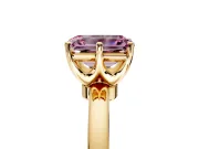 Solitaire Engagement Ring Setting for Fancy Pink Emerald Cut Center with Plain Band and Tulip Prong Head in Yellow Gold