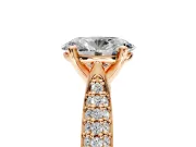Solitaire Engagement Ring Setting for Oval Center with Multi-Row Accents and Prong Head in Rose Gold