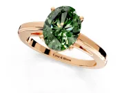 Solitaire Engagement Ring Setting for Fancy Green Oval Center with Flat-Sided Plain Band and Prong Head in Rose Gold