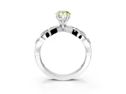 Solitaire Engagement Ring Setting for Fancy Yellow Pear-Shaped Center with Criss-Cross Accent Band and Prong Head in White Gold