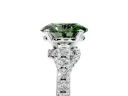 Solitaire Engagement Ring Setting for Fancy Green Oval Center with Crossover Accents and Prong Head in Platinum