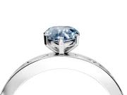 Solitaire Engagement Ring Setting for Fancy Blue Pear-Shaped Center with Channel Baguette Band and Prong Head in Sterling Silver