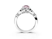 Solitaire Engagement Ring Setting for Fancy Pink Marquise Center with Marquise and Bezel Accents and Prong Head in Platinum