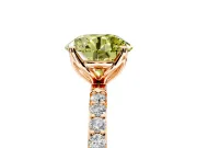 Solitaire Engagement Ring Setting for Fancy Yellow Round Cut Center with Fine Pave Accents and Prong Head in Rose Gold