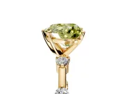 Solitaire Engagement Ring Setting for Fancy Yellow Heart-Shaped Center with Bezel Station Band and Prong Head in Yellow Gold