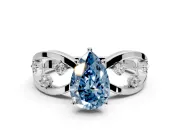 Solitaire Engagement Ring Setting for Fancy Blue Pear-Shaped Center with Criss-Cross Accent Band and Prong Head in Platinum