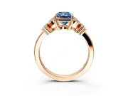 Floral Engagement Ring Setting for Fancy Blue Radiant Cut Center with Marquise Cluster Shoulders and Prong Head in Rose Gold