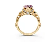 Solitaire Engagement Ring Setting for Fancy Pink Heart-Shaped Center with Filigree Band and Prong Head in Yellow Gold
