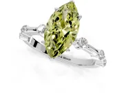 Solitaire Engagement Ring Setting for Fancy Yellow Marquise Center with Bezel Station Band and Prong Head in White Gold