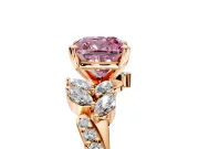 Solitaire Engagement Ring Setting for Fancy Pink Cushion Cut Center with Marquise Accent Twist Band and Prong Head in Rose Gold