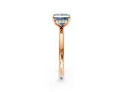 Hidden Halo Engagement Ring Setting for Fancy Blue Princess Cut Center with Thin Rounded Band and Prong Head in Rose Gold