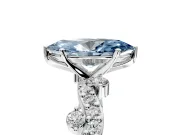 Solitaire Engagement Ring Setting for Fancy Blue Marquise Center with Bar-Station Pave Twist and Prong Head in Sterling Silver