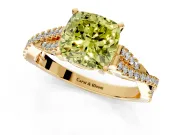 Solitaire Engagement Ring Setting for Fancy Yellow Cushion Cut Center with Twisted Pave Split Shank and Prong Head in Yellow Gold