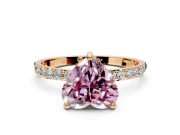 Solitaire Engagement Ring Setting for Fancy Pink Heart-Shaped Center with Pave Accents and Prong Head in Rose Gold