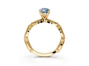 Solitaire Engagement Ring Setting for Fancy Blue Pear-Shaped Center with Marquise Panel Band and Prong Head in Yellow Gold