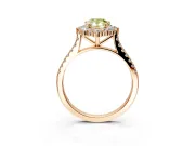 Halo Engagement Ring Setting for Fancy Yellow Pear-Shaped Center with Single-Row Pave, Open Basket and Prong Head in Rose Gold