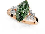 Solitaire Engagement Ring Setting for Fancy Green Marquise Center with Marquise Flower Shoulders and Prong Head in Rose Gold