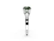 3 Stone Engagement Ring Setting for Fancy Green Cushion Cut Center with Matching Side Accents and Prong Head in Platinum
