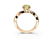 Solitaire Engagement Ring Setting for Fancy Yellow Cushion Cut Center with Half-Pave Crossover Band and Prong Head in Rose Gold