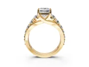 Solitaire Engagement Ring Setting for Princess Cut Center with Graduated Shared Prongs and Prong Head in Yellow Gold