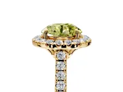 Halo Engagement Ring Setting for Fancy Yellow Round Cut Center with Raised Halo, Pave Band and Prong Head in Yellow Gold