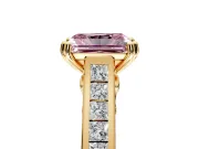 Solitaire Engagement Ring Setting for Fancy Pink Radiant Cut Center with Channel Band and Double Claw Prong Head in Yellow Gold